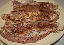Pounded chicken breast with mesquite rub ready to go!